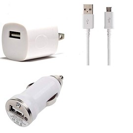 Works by VOLT PLUS TECH Slim Travel Basic MicroUSB Car & Wall Charing Kit Compatible with Your Plantronics Voyager 3200 Series at 1A5.5W Power Speeds!
