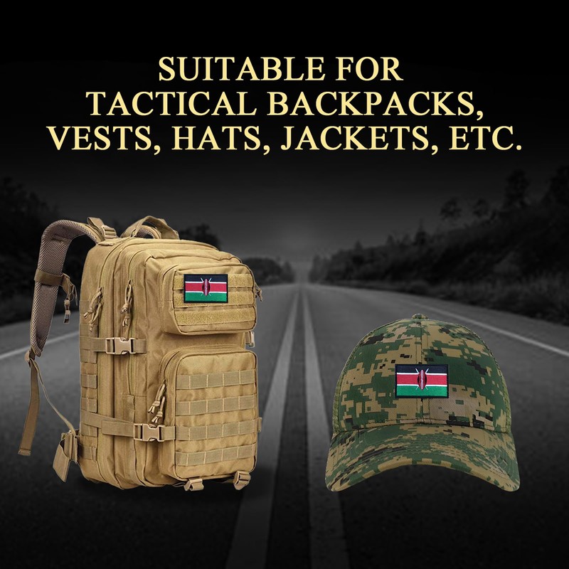 EmWoot 2PCS Kenya Flag Patch Embroidered Morale Patch Military Tactical