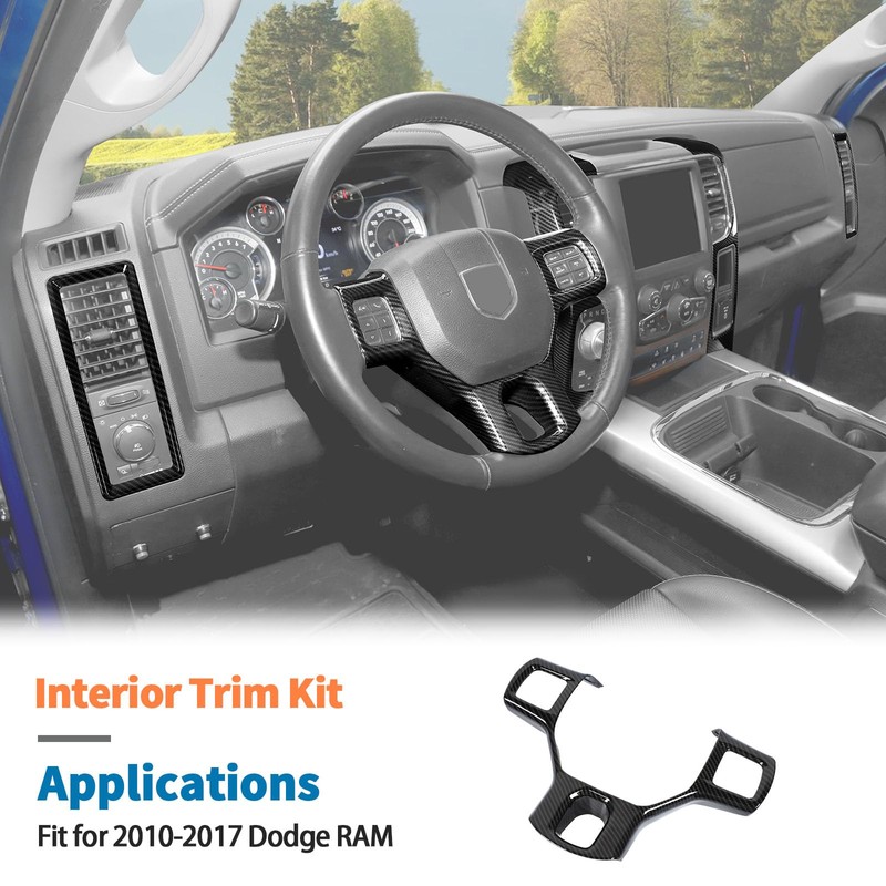 JeCar 5pcs Carbon Fiber Interior Trim Kit for 2012-2017 Dodge