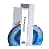 Yougoals Blue Agate Bookends for Shelves, Geode Crystal Book Ends