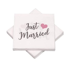 20 Napkins 'Just Married' 33 x 33 cm – Taupe Pink – Wedding
