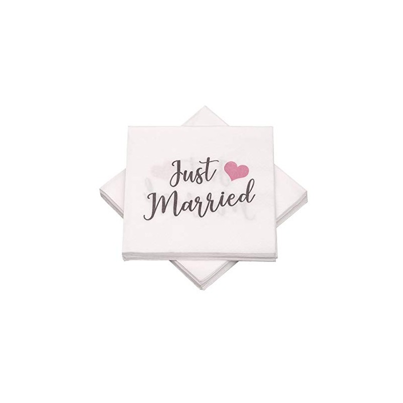 20 Napkins 'Just Married' 33 x 33 cm – Taupe