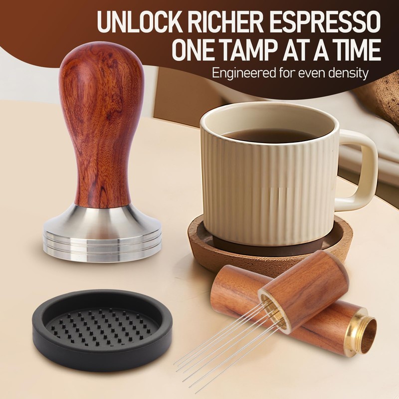 Abeskch 53mm Espresso Tamper Kit, Hard Wood Espresso Tamper Tool