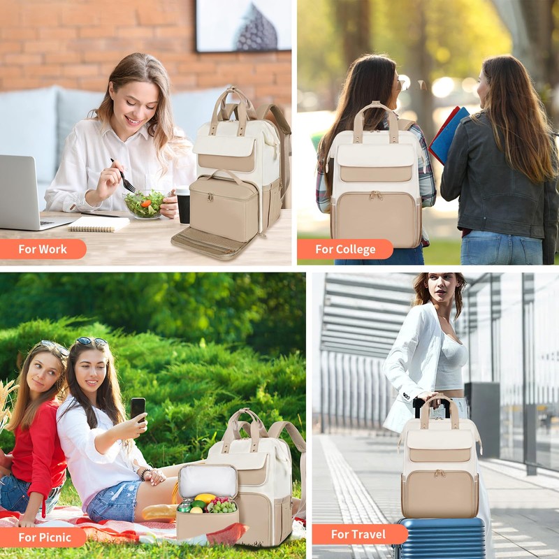 BERTASCHE Lunch Backpack for Women, 15.6 Inch Laptop Backpack with