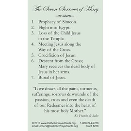 Our Lady of Sorrows Prayer Card (10-pack)