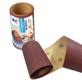 ThinkQ Aluminum Oxide Abrasive 80 Grit Fine Sandpaper Roll 5m x 115mm Sanding Paper Ideal for Metal, Non-Metal, Wood, Automotive for Smoothing Rough Walls and Other Materials (80 Grit)