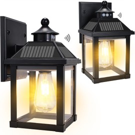 Kuniwa Solar Wall Lights Outdoor, Dusk to Dawn Solar Sconces, Motion Sensor Porch Lights Waterproof with 3 Lighting Modes, Exterior Wall Lantern Outside for Patio Garage Entryway Garden Shed