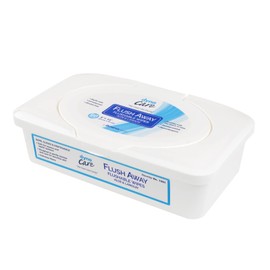 Dynarex DynaCare Flushable Wipes, Bathroom Hygiene Wipes for Adults, Alcohol Free, Safe for Sewers and Septic Systems, 9” x 13” wipes, 1 Tub of 60 Wipes (Packaging May Vary)