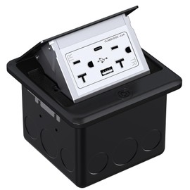 WEBANG Pop Up Floor Outlet Box with 20 Amp Tamper-Resistant Type A & Type C USB 5V/5.0A Recepatacle Outlet, Corrosive Resistant Hardware, ETL Listed, Black