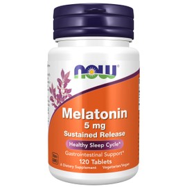NOW Suplementos, Melatonina 5 mg, liberación sostenida, formulado para un período de liberación de 4 horas, 120 tabletas                              