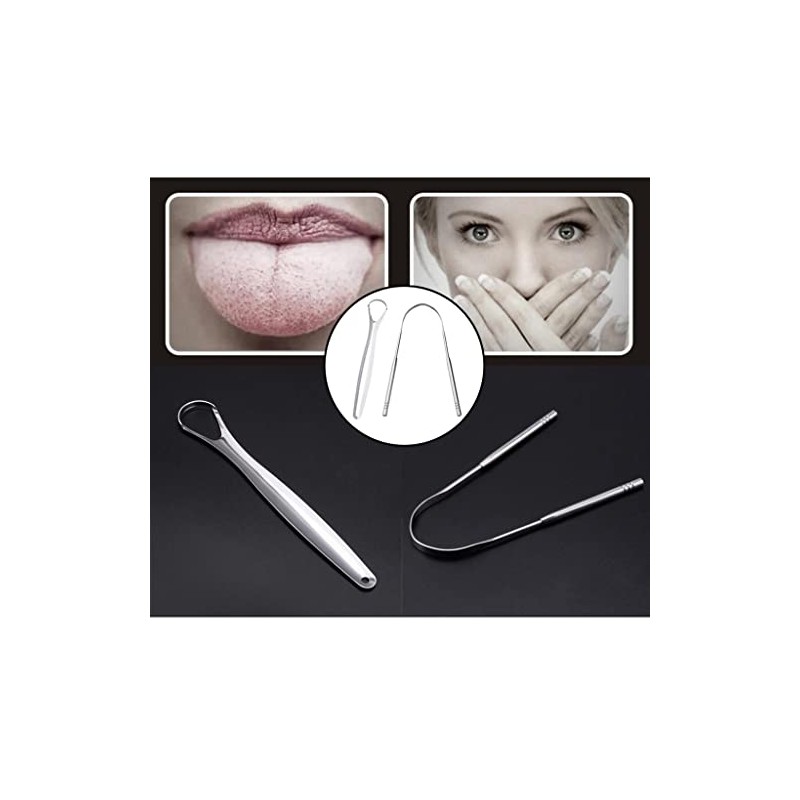 Esquirla Limpiador de Lengua Acero Inoxidable, Raspadores de Lengua Reutilizable