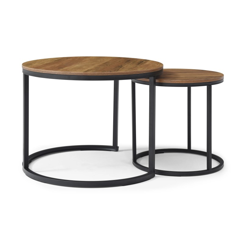 Set 2 Nesting Coffee Table Side/End Tables Durable Metal Frame-Modern