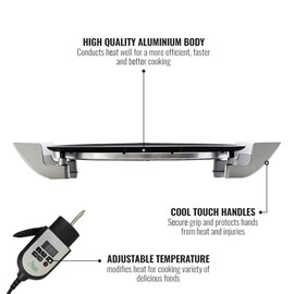 Addis Griddle (Mitad/Mogogo) –16 inch Digital Electric Griddle for Injera, Lefse, Pancake – Even Heat Distribution