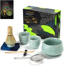 TEANAGOO Matcha Whisk Set 7pcs+2Cups(7.2oz),Ceramic Matcha Set,Matcha Kit for Ceremony,Matcha Tea Set for Making Breakfast,Matcha Whisk Set and Bowl with Scoop&Sifter,Gift for Matcha Lover
