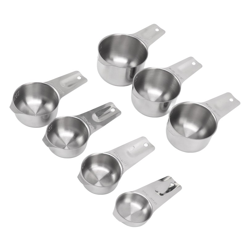 7Pcs Measuring Cups Set Stainless Steel Stackable Multifunctional Metal Nesting