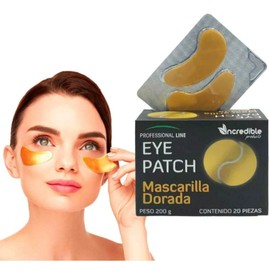 Parches para Contorno de Ojos elimina Ojeras y Bolsas Eye Patch Serum Acido Hialuronico y Colágeno Aclara y Reafirma la Piel, Mascarilla Facial Dorada 20 piezas.
