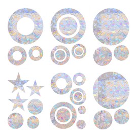 Hiwevvy 39PCS Static Glass Window Clings-8 Sheets Anti-Collision Glass Window Decals for Bird Strikes, Stop Birds Flying into Windows (Ring&Circle)
