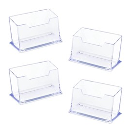 4 Pieces Business Card Holder,Clear Business Card Stand, Freestanding Business Card Stands,Acrylic Card Stand Box for Desk Tidy Office Accessories