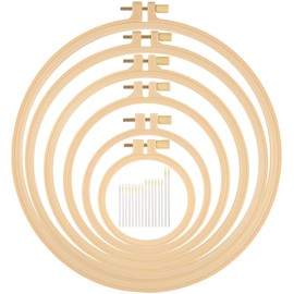 Phinus 6 Pcs Embroidery Hoop 6 Size, Round Plastic Cross Stitch Hoop with 16 Needles (3.6In to 10.7 in), Small Embroidery Hoop, Cross Stitch Hoops and Frames, Suitable for Embroidery, Craft Sewing