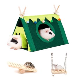 Guinea Pig Hideout,Hamster Accessories Include Hamster Hideout and 2 Toys,Guinea Pig Accessories for Bunny, Hamster, Chinchilla, Rabbit