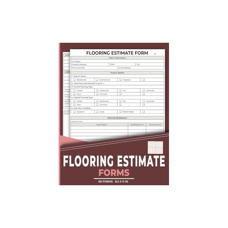 Flooring Estimate Forms: Contractor Job Estimating Book | Installation &
