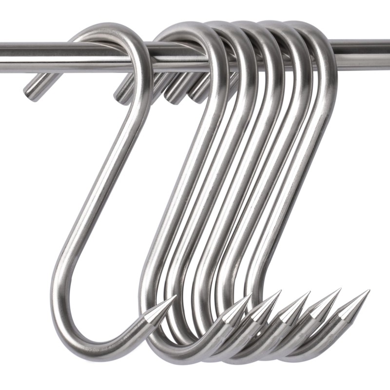 HONSHEN 12mm Heavy Duty Meat Hooks,8 inch Stainless Steel S-Hooks