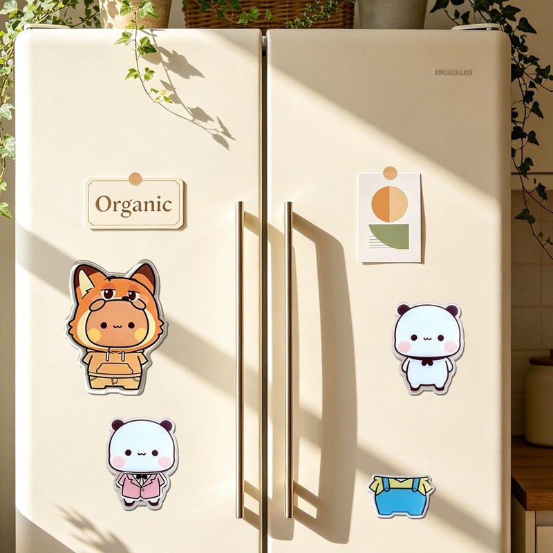 16PCS Bubuuu and Duduuu Acrylic Fridge Magnets, Detachable Magnetic Dress