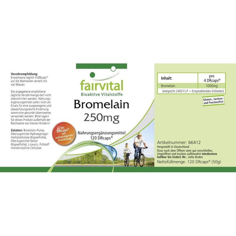 Fairvital | Bromelain Kapseln 250mg - HOCHDOSIERT - 1000mg pro