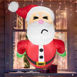 JOIEDOMI 3.5 FT Tall Christmas Inflatable Santa Broke Out from Window, Blow Up Xmas Inflatables Window Breaker with Build-in LEDs for Window Decor, Xmas Party, Outdoor, Indoor, Yard, Lawn Decoration