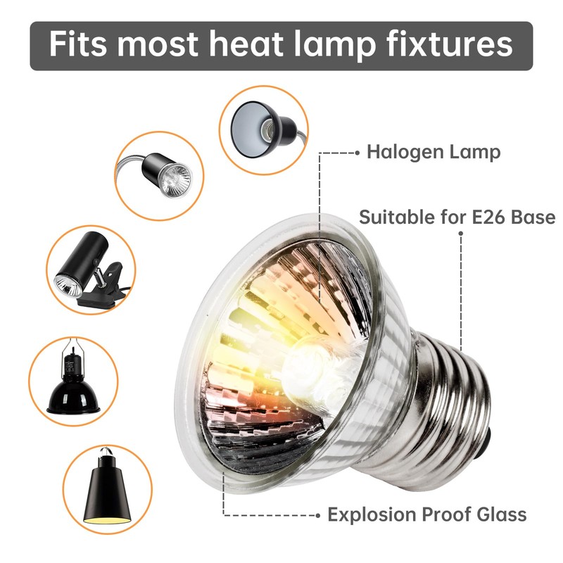 REPTI HOME Reptile Heat Lamp, UVA UVB Heat Lamp Bulbs,