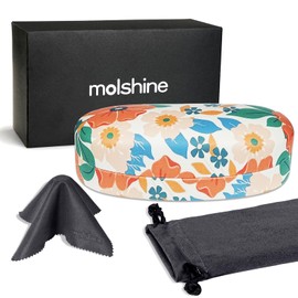 molshine Hard Shell Sunglasses Case,Classic Large Glasses Case for Sunglass, Eyeglasses with Cleaning Cloth, Pocket (Orange)