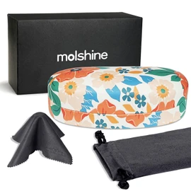 molshine Hard Shell Sunglasses Case,Classic Large Glasses Case for Sunglass, Eyeglasses with Cleaning Cloth, Pocket (Orange)