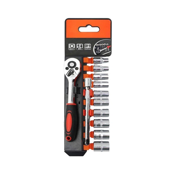 12 PCS Socket Wrench Set, Insertion Angle 0.25 inch (6.35