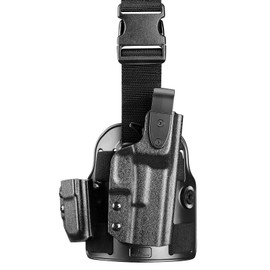 Tactical Level II G17 Drop Leg Holster with Single Mag Pouch for Glock 17/19 Gen3-5, 22/23/31/32 Gen3-4, 19X/44/45 – Kydex Thigh Holster Adjustable Right-Hand Draw
