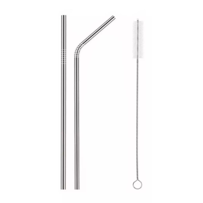 Universo en Linea Kit 8 Popotes Metálicos 4cepillos 1 Bolsa