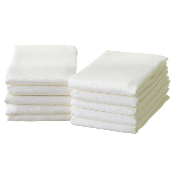 2-Ply Gauze Face Set of 10 Face Towels, Made in Japan, Senshu Towel (Approx. 13.8 x 33.1 inches (35 x 84 cm)), Off-White