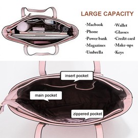 4 Pcs Handbags and Purses for Women Purse and Wallet Set for Women Vegan Leather Tote Bag with Zipper Fashion Shoulder Bags Top Handle Handbags Crossbody Satchel Set for Ladies Girls Work Travel