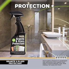 Flitz Granite & Glass Protectant - 16oz Bottle of USA-Made Granite Sealer and Glass Countertop Protector - Cleans & Prevents Liquid, Stains, & Others - Also Works on Marble & All Metals (3 Pack)