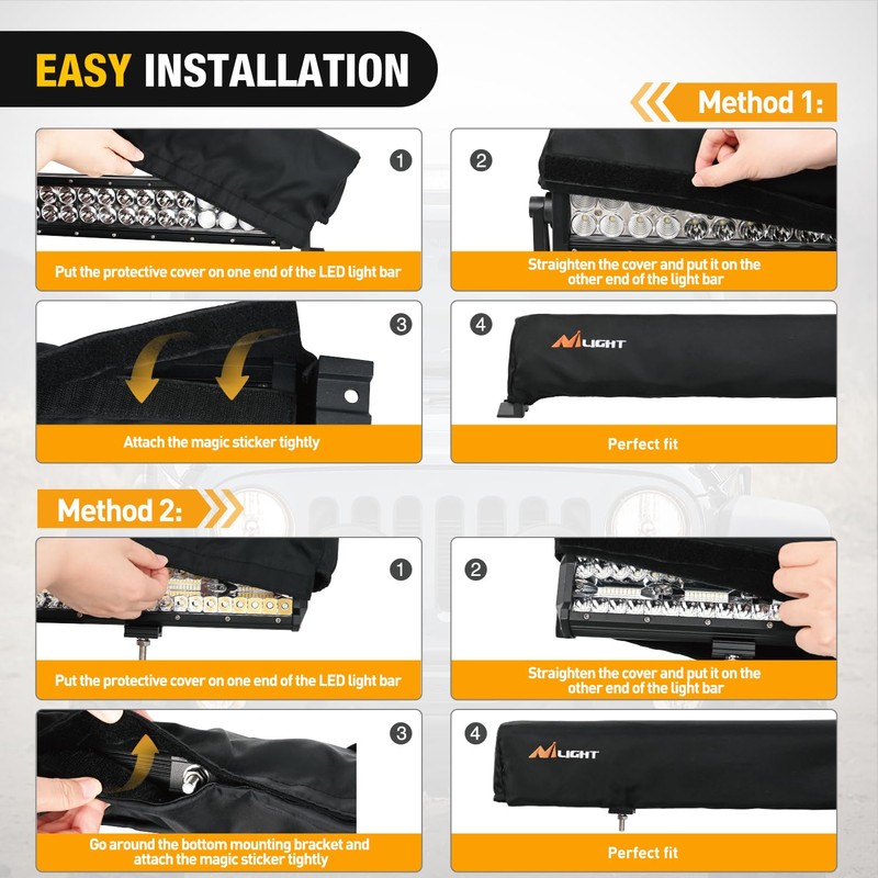 Nilight LED Light Bar Cover 52 Inches Black Nylon Protective