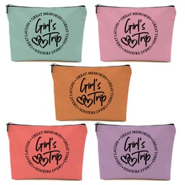 5 Pcs Girls Trip Gifts Favors, Girls Weekend Gifts Makeup Bag, Bestie Gifts Weekend Bag Travel Gifts Vacation Cosmetic Bag, Friendship Gifts for Women Friend, Graduation Wedding Gifts Toiletry Bag