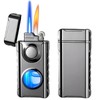 Torch Lighter, Creative Dual Flame Lighter with 6pcs Flint Stone,