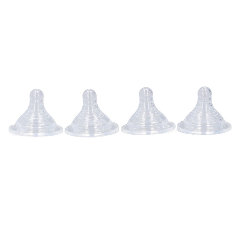 4pcs Infant Bottle Nipples Bust Feeling Replacement Silicone Nipple Round