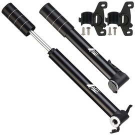 AGT Multivalve Air Pump: Set of 2 Ultra Compact Aluminium Bicycle Pump, Multivalve, Bracket (Aluminium Air Pump, Small Air Pump, Volleyball)