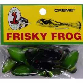 Creme Frisky Frog Lure - 7 Count Pack, Choose the Color You Need for Pro Fishing - Black Chartreuse