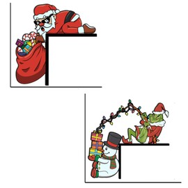 Kisstta Pack of 2 Christmas Decoration Door Frame, Plastic Christmas Stickers, Christmas Door Frame Decoration, Santa Claus, Create a Festive Christmas Atmosphere Full of Christmas Elements