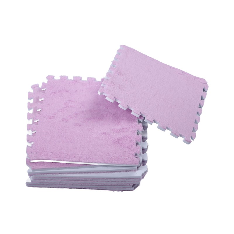 10pcs Plush Puzzle Floor Foam Mat Tiles Fluffy Cuttable Anti