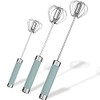 Stainless Steel Semi-automatic Egg Whisk - 3PCS Hand Push Rotary
