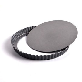 Joejis Quiche Dish 22cm - Non Stick Carbon Steel - Perfect Tart Pie Flan Tin for Oven - Easy Release Loose Base - Freezer and Dishwasher Safe - Large Baking Pastry Dish Tins