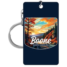 R and R Imports Boone North Carolina Sunset Autumn Design Souvenir Acrylic Keychain 1.5" x 2.75” 4-Pack