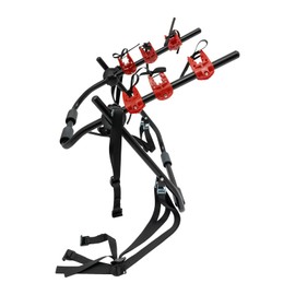 PSUFURV Portable 3-Bike Trunk Mount Rack, Vehicle Trunk Mount Bike Rack with Nylon Webbing & Iron Buckle, Foldable Bicycle Carrier Holder for Hatchbacks, Sedans, SUVs